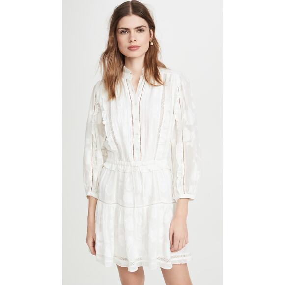 JOIE Adel B White Eyelet Lace Long Sleeve Cotton Dress US SMALL NWT $378 - Picture 1 of 16